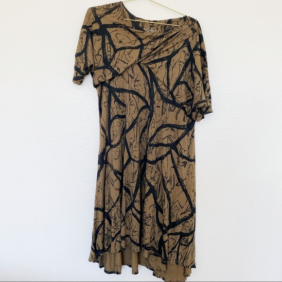 MATT HILDUR Icelandic Design Asymmetric Midi Dress Handmade in Peru SZ S - Picture 3 of 9